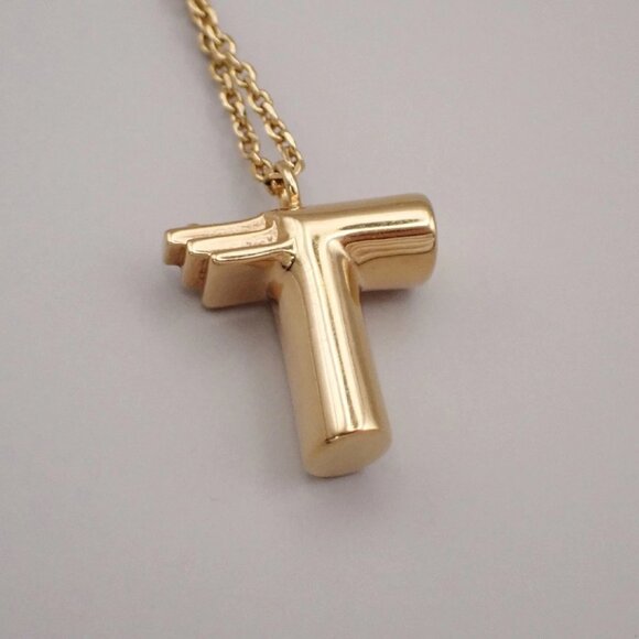 LOUIS VUITTON Logo LV&ME Chain Long Necklace T Motif Gold M61075 Italy 30KB174 - Picture 11 of 14